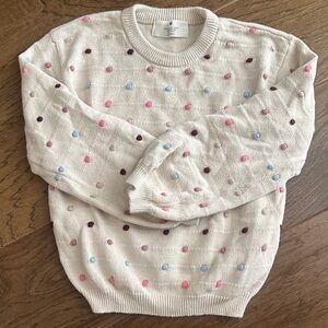 H&M  Girls Sz 6 Cream Sweater with Colorful Dots